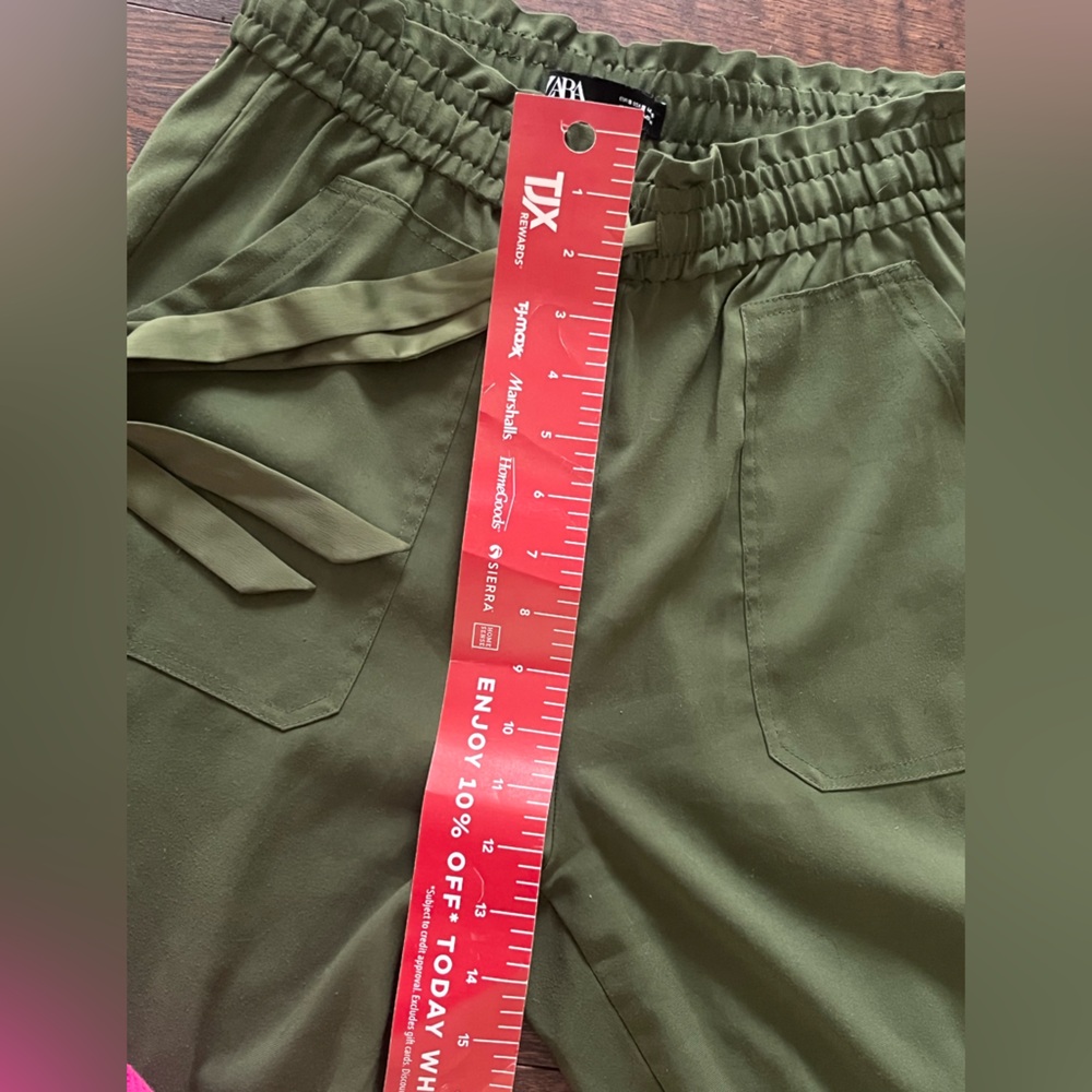 Zara Army Green Drawstring Casual Pants - Picture 9 of 10